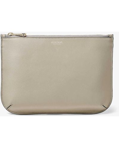 Aspinal of London Ella Large Smooth-leather Pouch - Natural