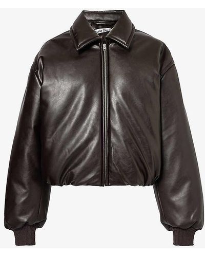 Acne Studios Padded Ribbed-trim Faux-leather Jacket - Black