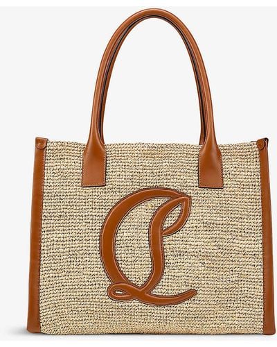 Christian Louboutin By My Side Mini Raffia And Leather Large Tote Bag - Brown