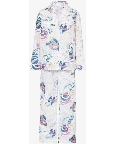 Derek Rose Ledbury Relaxed-fit Cotton Pyjama Set X - White