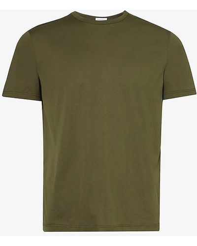 Sunspel Crew-neck Regular-fit Cotton-jersey T-shirt - Green