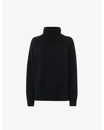 Whistles Turtleneck Relaxed-fit Cashmere Sweater - Black