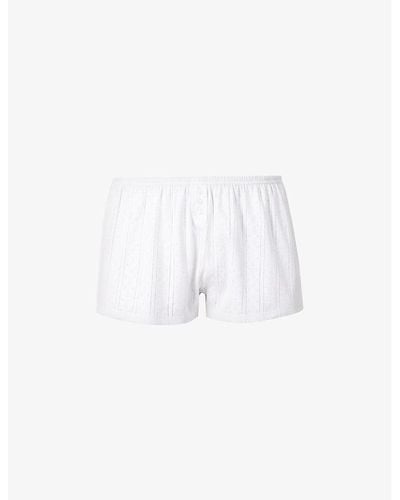 Cou Cou Intimates Pointelle High-rise Organic-cotton Shorts X - White