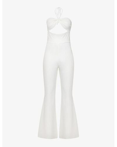 Amy Lynn Halterneck Cut-out Woven Jumpsuit - White
