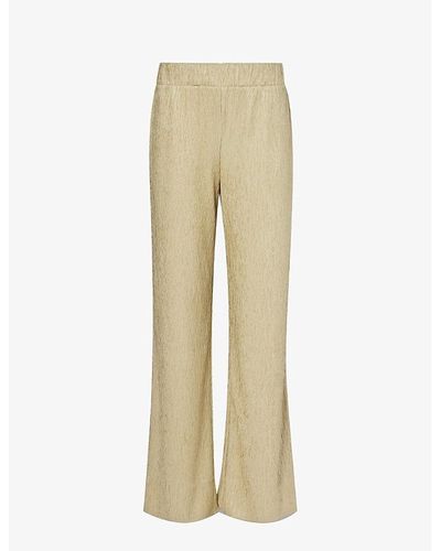 4th & Reckless Charlo Crinkled-texture Straight-leg Mid-rise Woven Pants - Natural
