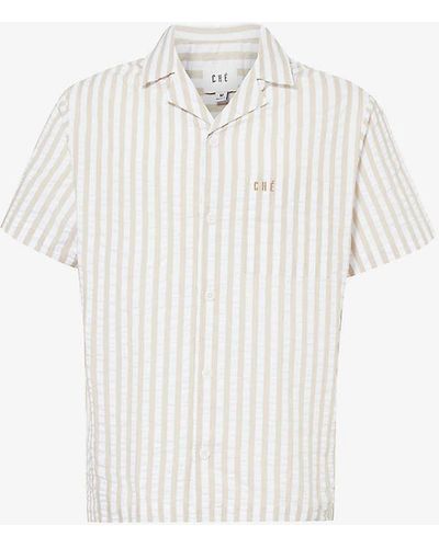 CHE Marinero Stripe-pattern Boxy-fit Cotton Shirt - White