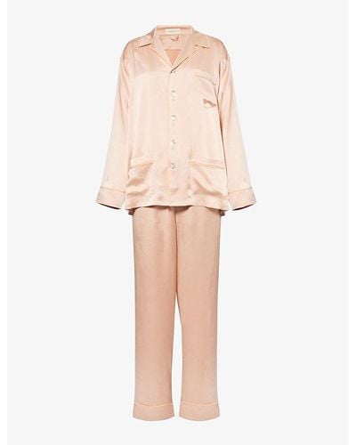 Olivia Von Halle Yves Contrast-piping Silk Pajama Set X - Pink