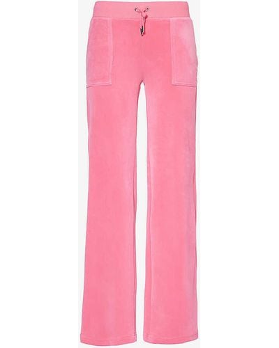 Juicy Couture Del Ray Straight-leg Velour Trousers - Pink
