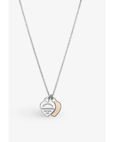 Tiffany & Co. Return To Tiffany Double Heart 18ct Rose-gold And Sterling Silver Necklace - White