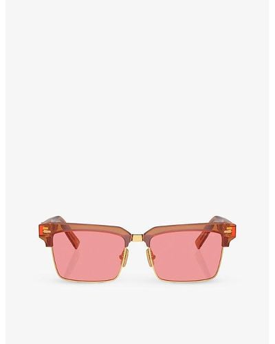 Miu Miu Mu 10zs Rectangle-frame Acetate Sunglasses - Pink