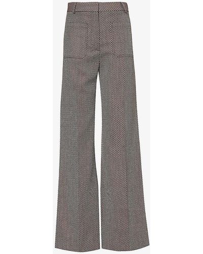Victoria Beckham Alina Wide-leg High-rise Wool Trousers - Grey