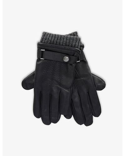 Dents Touch Leather And Wool-blend Touchscreen Gloves X - Black