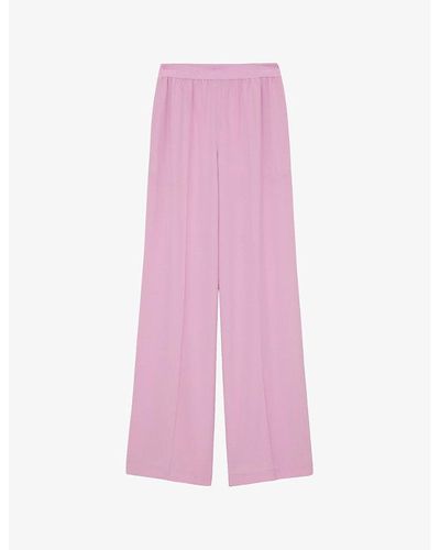 JOSEPH Hulin Wide-leg Mid-rise Silk Pants - Pink