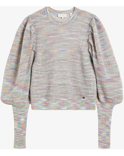 Ted Baker Valma Puffed-sleeve Knitted Jumper - Multicolour