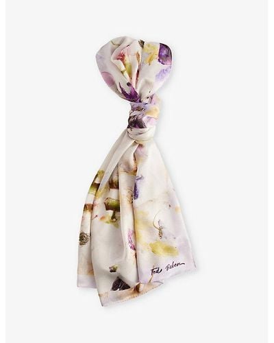 Ted Baker Irisy Floral-print Silk Scarf - White