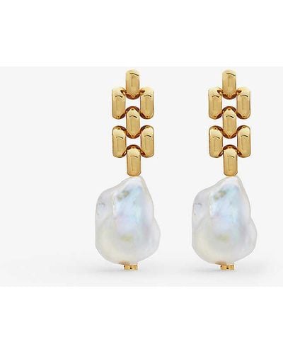 Monica Vinader Heirloom 18ct Recycled Yellow Gold-plated Vermeil Sterling-silver And Baroque Pearl Earrings - White