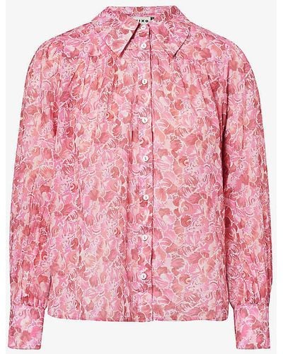 RIXO London Blake Floral-pattern Relaxed-fit Cotton Shirt - Pink