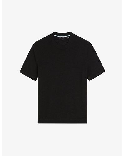 Ted Baker Senti Short-sleeve Regular-fit Knitted T-shirt - Black