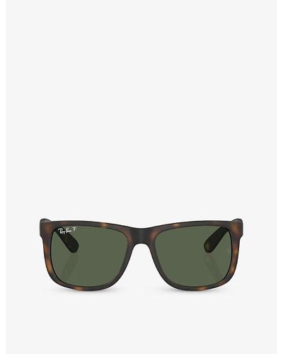 Ray-Ban Rb4165 Justin Square-frame Tortoiseshell Wayfarer Sunglasses - Green