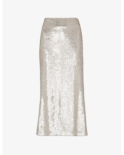 Whistles Sequin-embellished Regular-fit Recycled Polyester-blend Midi Skirt - Natural