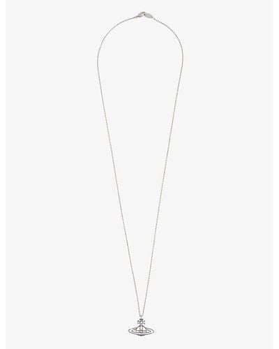 Vivienne Westwood Thin Lines Flat Orb Brass Necklace - White