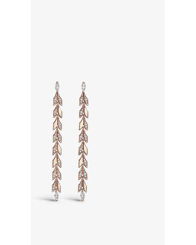 Tiffany & Co. Tiffany Victoria® Vine 18ct Rose-gold 0.99ct Marquise And Round-cut Diamond Earrings - White