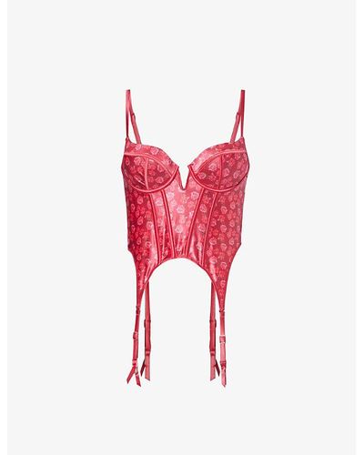 Lounge Underwear Kaia Floral-print Stretch-woven Bra - Red