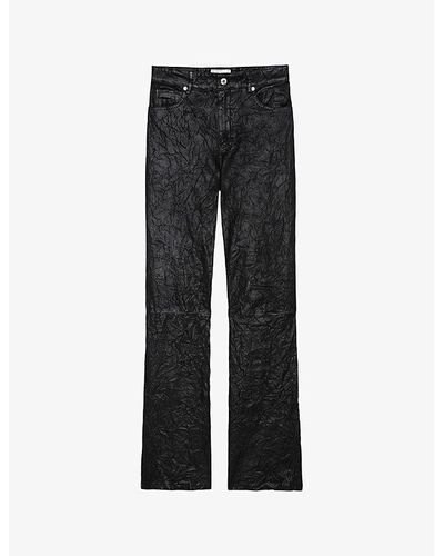 Zadig & Voltaire Evy Crinkled High-rise Leather Pants - Black