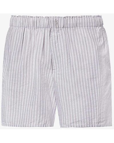 Skin Sarah Striped Organic-cotton Shorts - White