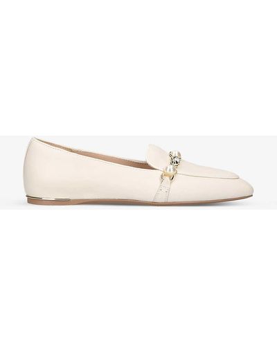 Carvela Kurt Geiger Precious Crystal And Faux Pearl-embellished Leather Loafers - Natural