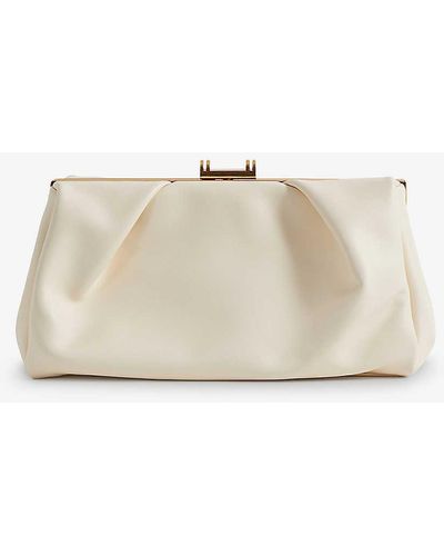 Reiss Madison Leather Clutch Bag - Natural