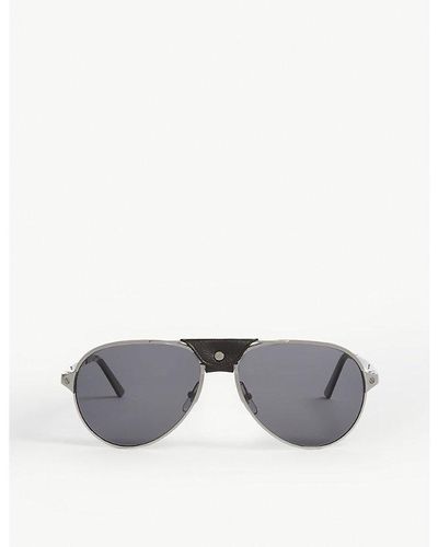 Cartier Ct0034s Pilot-frame Sunglasses - Gray