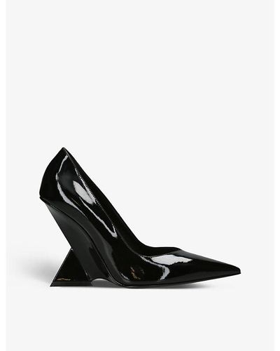 The Attico Cheope Pointed-toe Patent-leather Courts - Black