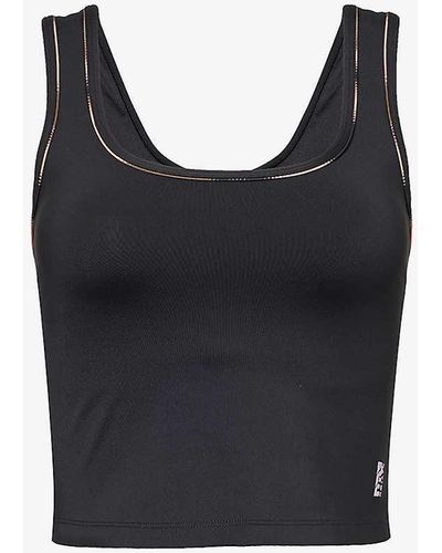 P.E Nation Headline Brand-embroidered Stretch-recycled Polyester Sports Bra - Black