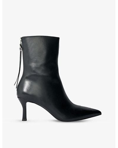 Maje Clover-embellished Kitten-heel Leather Ankle Boots - Black