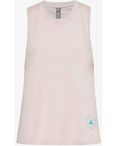adidas By Stella McCartney Logo-print Regular-fit Organic-cotton And Recycled-polyester Blend Top - Pink