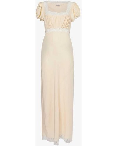 Reformation Clarisse Square-neck Silk Midi Dress - White