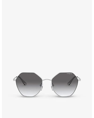 Vogue Vo4180s Faceted-frame Curved Rim Acetate Sunglasses - Gray