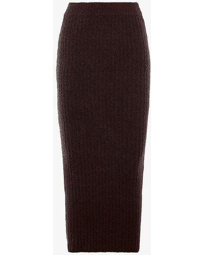 House Of Cb Sloane Bouclé-knit Cotton-blend Maxi Skirt - Brown