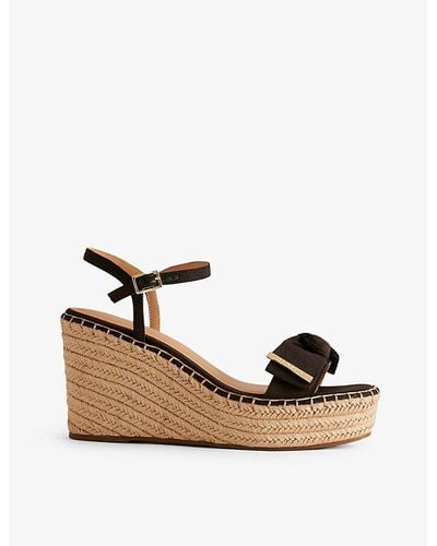 Ted Baker Geiia Bow-embellished Woven Wedge Sandals - Natural