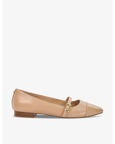 Dune Habits Contrast Leather Mary-jane Flats - Natural