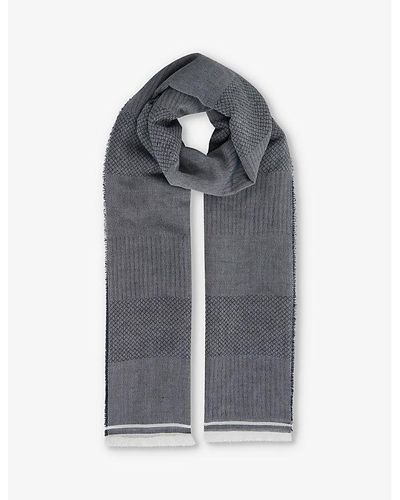 Reiss Dixie Stripe-weave Woven Scarf - Grey