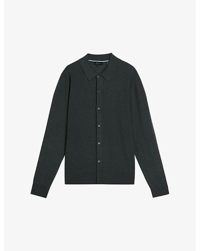 Ted Baker Oidar Long-sleeve Regular-fit Knitted Shirt - Black
