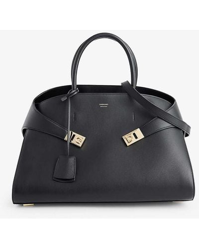 Ferragamo Hug Medium Leather Top-handle Bag - Black