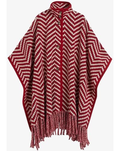Ted Baker Junio Chevron-print Knitted Cape - Red