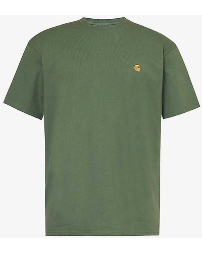 Carhartt Chase Logo-embroidered Relaxed-fit Cotton-jersey T-shirt - Green