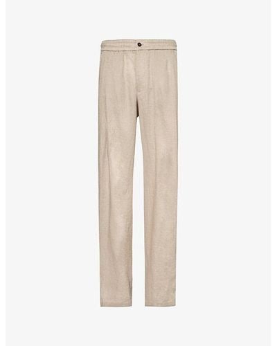 Giorgio Armani Relaxed-fit High-rise Tapered-leg Linen Trousers - Natural