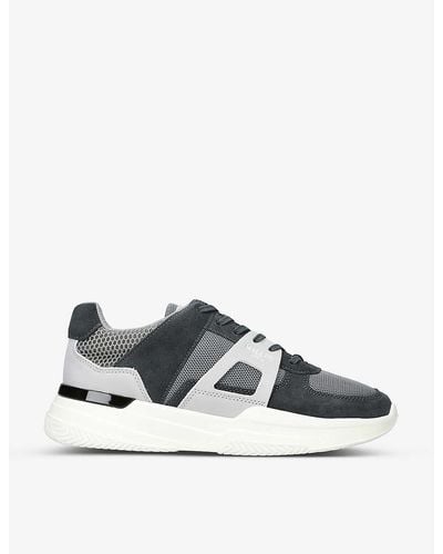 Mallet Marquess Tech Contrast-panel Suede And Mesh Trainers - Grey