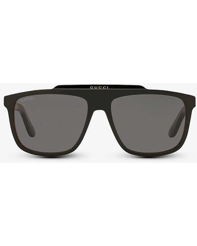 Gucci gg1039s Rectangular-frame Acetate Sunglasses - Grey