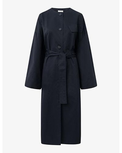 Lovechild 1979 Veda Oversized Collarless Belted Cotton-twill Coat - Blue
